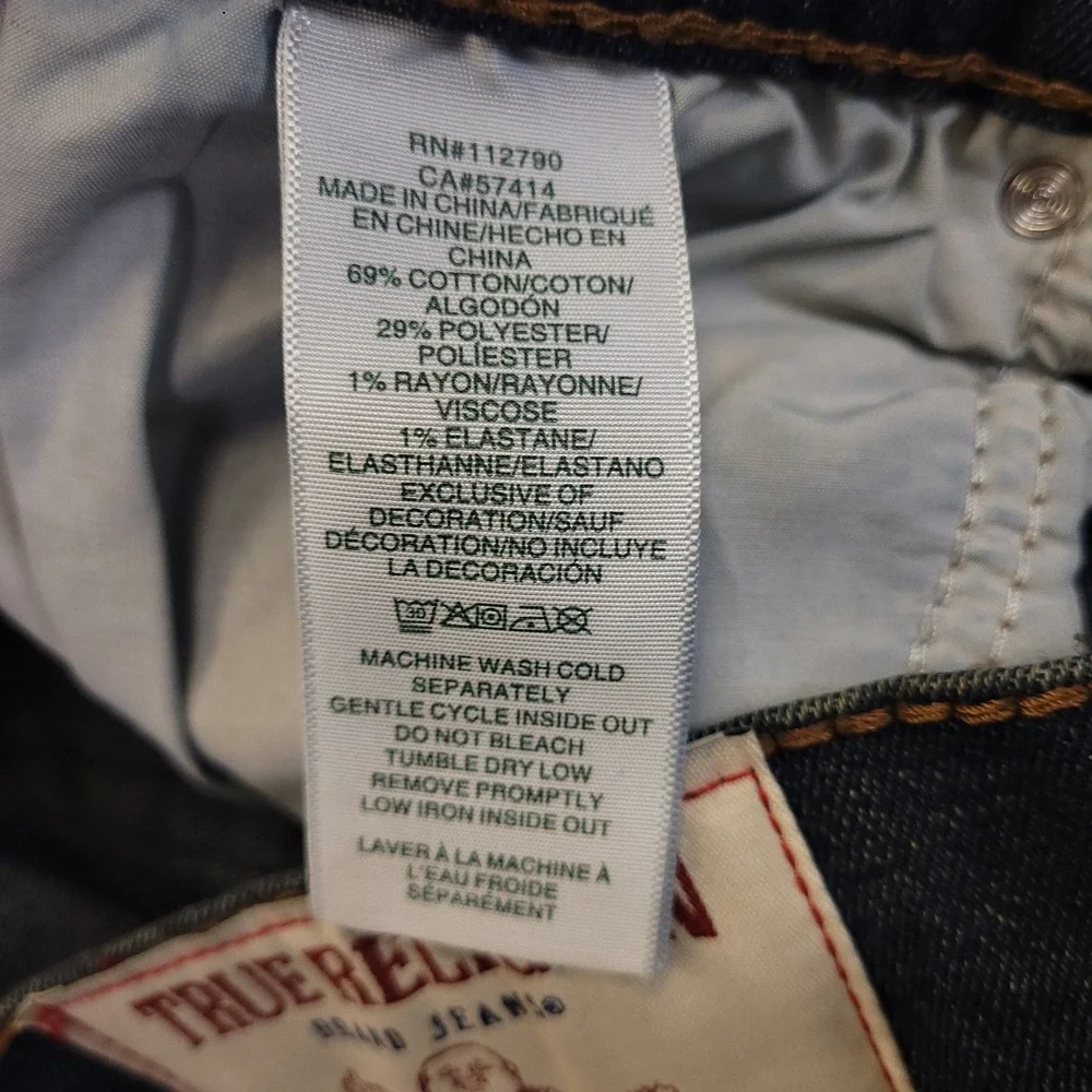 NWT True Religion Ricky Big T Relaxed Straight 30x34 Mid Rise Stretch $199 MSRP‎